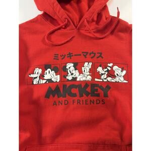 Mens Red Disney “Mickey & friends” With Asian Lettering Size S Pullover Hoodie